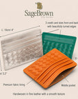 Slim Flat Woven Leather Card Holder With 6 Card Slots - Pewter