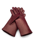 Cashmere lined leather gloves ladies, burgundy, front