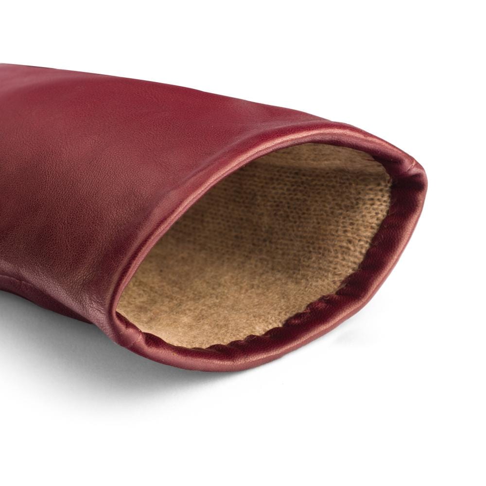 Cashmere lined leather gloves ladies, burgundy, open