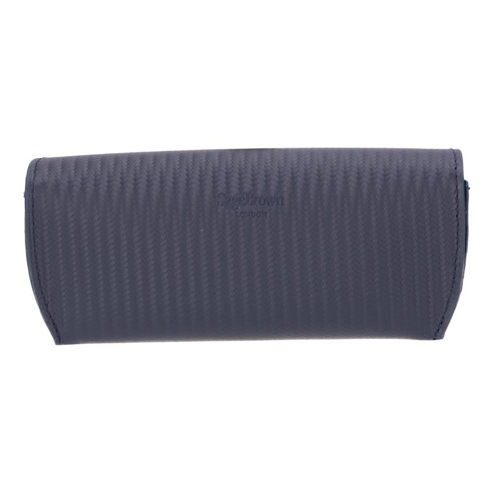 Leather glasses case, woven navy, back