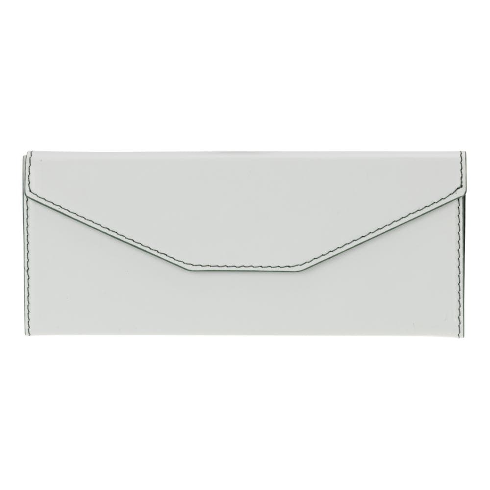 Triangular leather glasses case, mint green, front