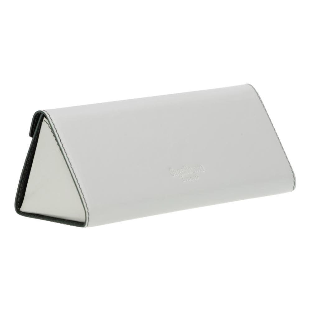 Triangular leather glasses case, mint green, back