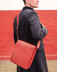 A4 portrait messenger bag, light tan, lifestyle