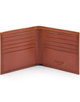 Men's bridle leather billfold wallet, light tan bridle hide, open