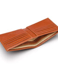 Men's bridle leather billfold wallet, light tan bridle hide, inside