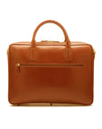 Leather laptop bag, light tan, 17 inch, back
