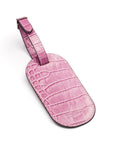 Leather luggage tag, lilac croc, back