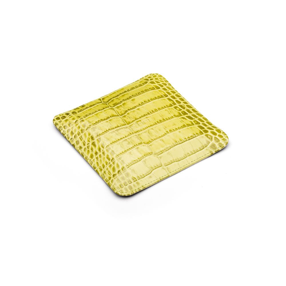 Small leather valet tray, lime croc, flat base