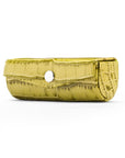 Leather lipstick case, lime green croc, front