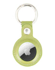 Leather air tag holder, lime green, front