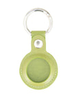 Leather air tag holder, lime green, front view