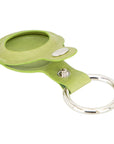Leather air tag holder, lime green, side