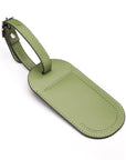 Leather luggage tag, lime green, front