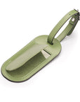 Leather luggage tag, lime green