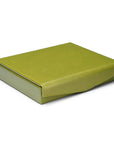 Large Leather Accessory And Cufflink Box, lime green with red, front
