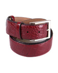 Men's 2-in-1 Interchangeable Leather Belt - Burgundy Croc Effect