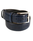 Men's 2-in-1 Interchangeable Leather Belt - Navy Croc Effect