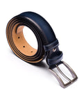 Men's burnished leather belt, navy