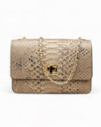 Mini Julia bag, real natural tan python, front