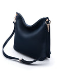 Carol Ann slouchy leather shoulder bag, navy, with detachable shoulder strap