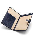 Leather conference folder, navy croc, inside