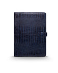 Leather conference folder, navy croc, front