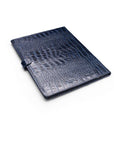 Leather conference folder, navy croc, back