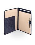 A4 leather document folder, navy croc, open