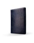 A4 leather document folder, navy croc, front