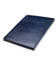 A4 leather document folder, navy croc, back