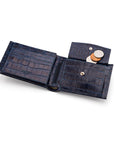 Leather coin wallet, navy croc, inside