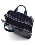 Leather 13" laptop briefcase, navy croc, interior