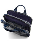 Leather 13" laptop briefcase, navy croc, inside