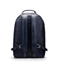 Men's leather 15" laptop backpack, navy croc, back
