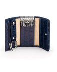 Leather key case, navy croc, inside