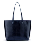 Luxury Leather Tote Bag and Shopper, Navy Croc, front