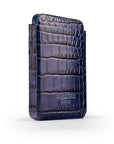 Pull apart business card holder, navy croc, back