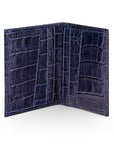 RFID leather credit card holder, navy croc, inside