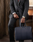 15" leather laptop bag, navy, lifestyle