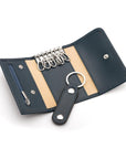 Key wallet with detachable key fob, navy, open