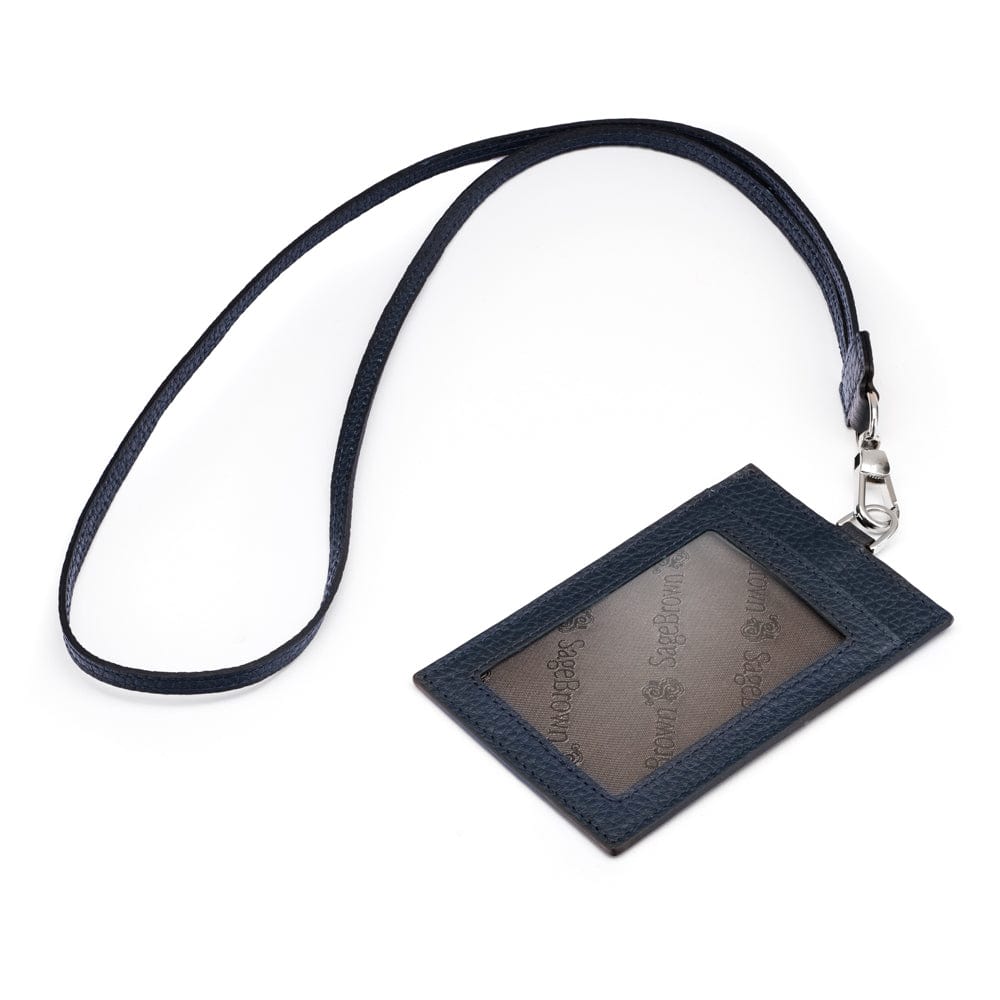 Leather Lanyard ID Card Holder, Navy | Card Holders | SageBrown Leather Lanyard ID Card Holder, Navy | Card Holders | SageBrown