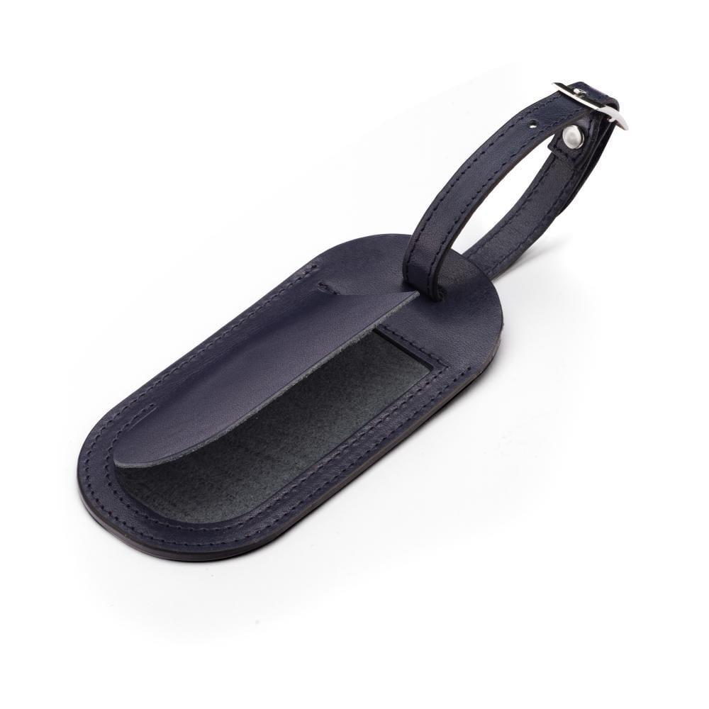 Leather luggage tag, navy