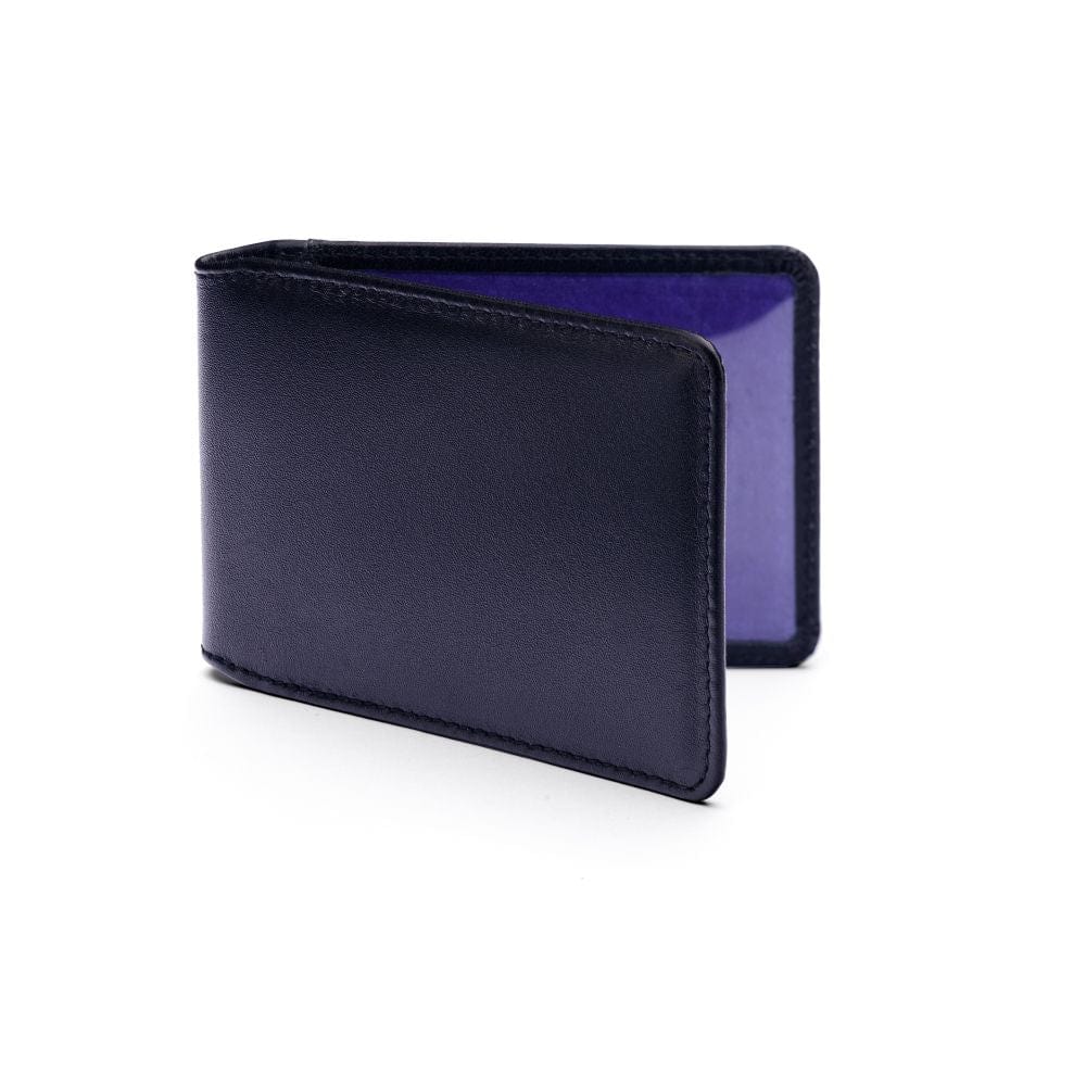 Leather Oyster card holder, navy, front