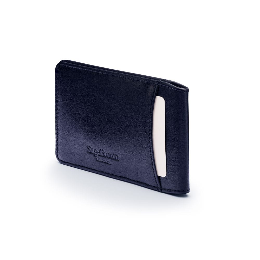 Leather Oyster card holder, navy, back