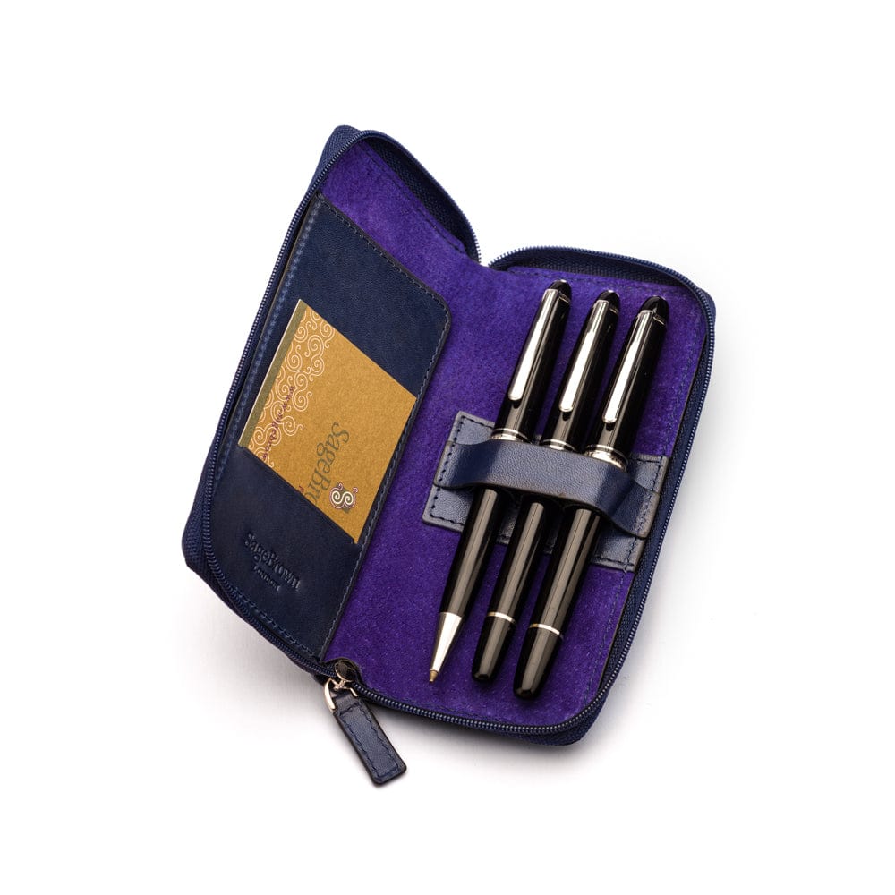 thumbnail image 2 of Lot Of 5 Midnight Black Suede Leather Pen Pouches – 5.75" X 1.5" – Sleeve/Holder 2 of 5