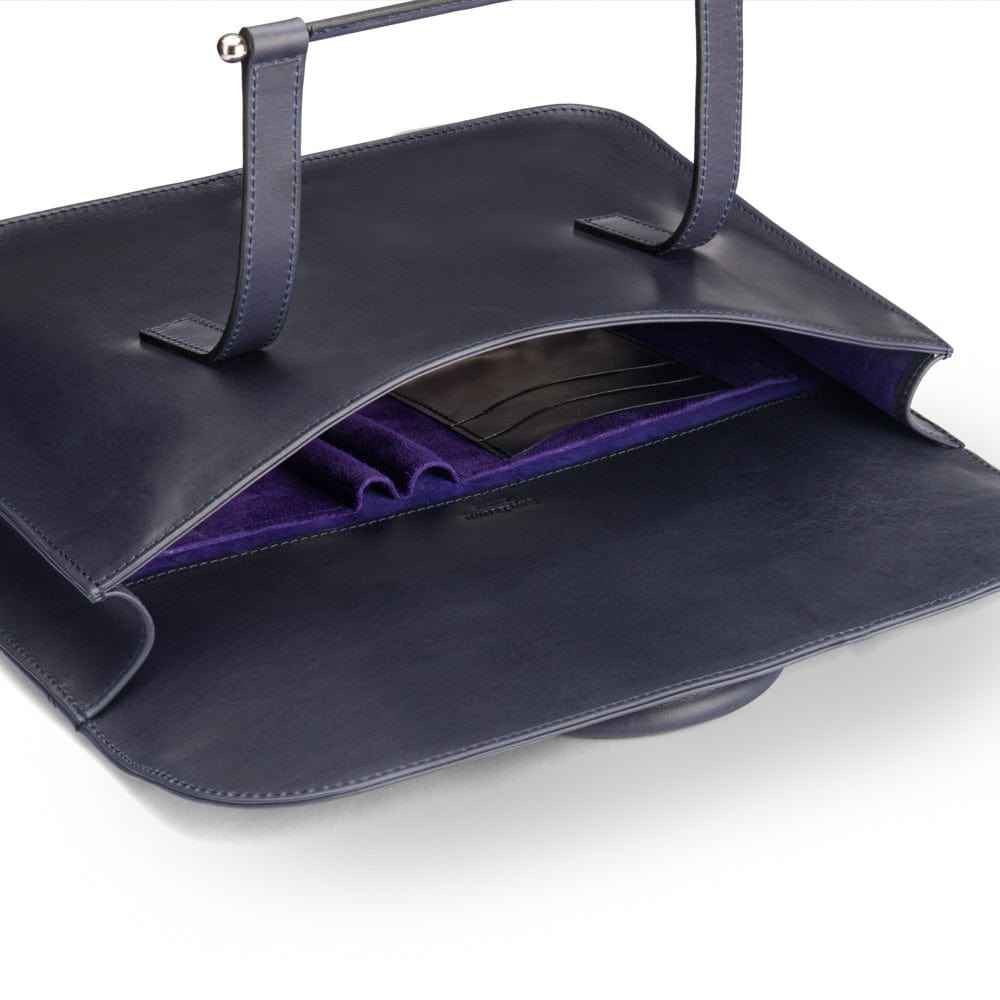 Leather music bag, navy, inside