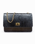 Mini Julia bag, real navy python, front