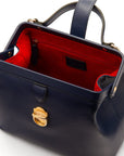 Mini leather Gladstone bag, navy, inside