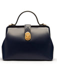 Mini leather Gladstone bag, navy, front