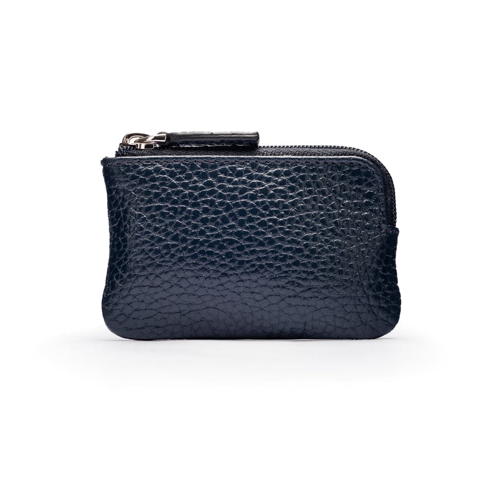 Miniature Leather Coin Purse with Key Chain Navy